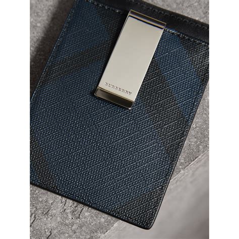 burberry london check leather card case navy black|Check Money Clip Card Case in Navy .